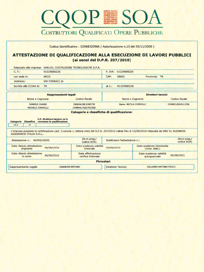 Certificato soa ok 2014